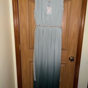 NWT LC Lauren Conrad Runway Kohl’s Pleated Blue Ombré Maxi Dress Size 4